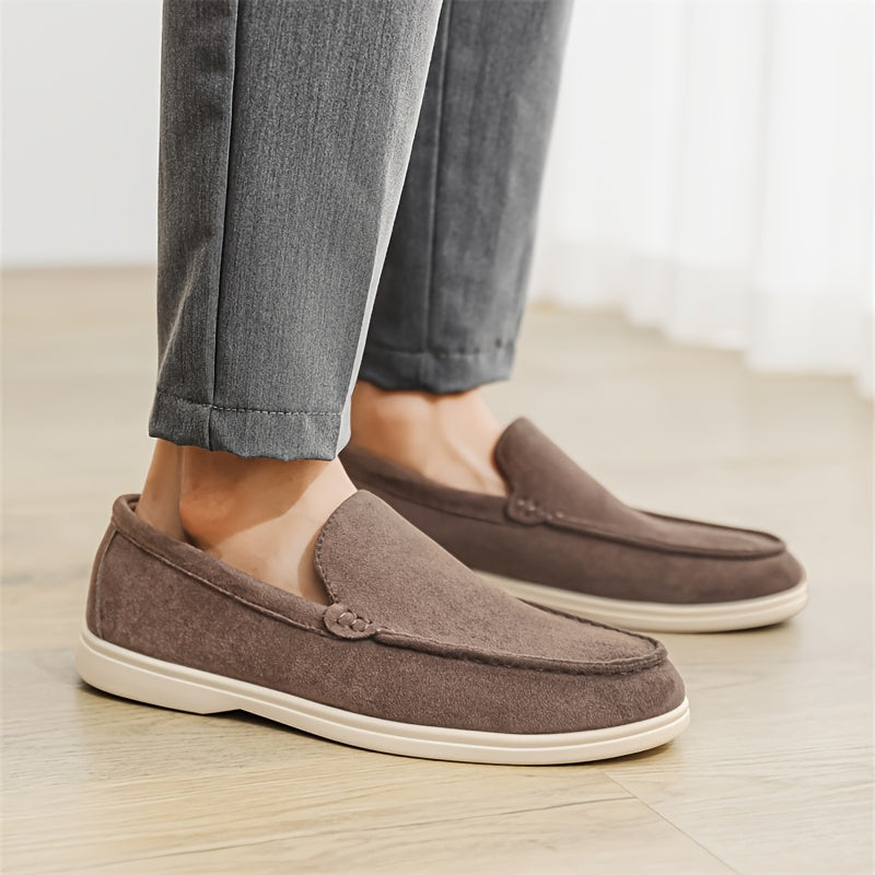 Men'S Casual Slip-On Loafers - Brown Faux, Round Toe, Soft Fabric Upper, Comfortable Walking Shoes for Summer, Casual Footwear | Minimalist Style | Slipon Loafers