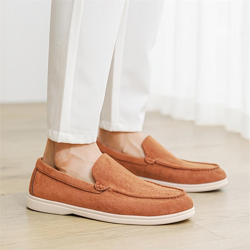 Men'S Casual Slip-On Loafers - Brown Faux, Round Toe, Soft Fabric Upper, Comfortable Walking Shoes for Summer, Casual Footwear | Minimalist Style | Slipon Loafers