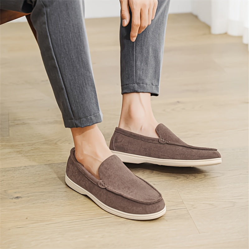 Men'S Casual Slip-On Loafers - Brown Faux, Round Toe, Soft Fabric Upper, Comfortable Walking Shoes for Summer, Casual Footwear | Minimalist Style | Slipon Loafers
