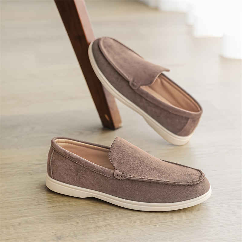 Men'S Casual Slip-On Loafers - Brown Faux, Round Toe, Soft Fabric Upper, Comfortable Walking Shoes for Summer, Casual Footwear | Minimalist Style | Slipon Loafers