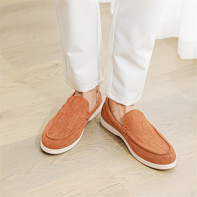 Men'S Casual Slip-On Loafers - Brown Faux, Round Toe, Soft Fabric Upper, Comfortable Walking Shoes for Summer, Casual Footwear | Minimalist Style | Slipon Loafers