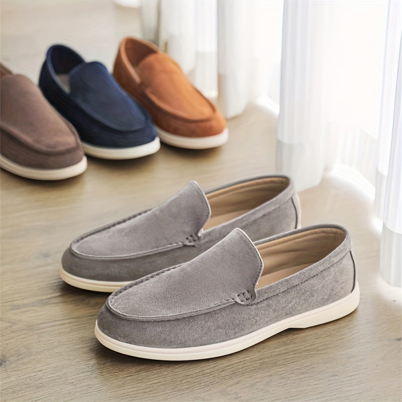 Men'S Casual Slip-On Loafers - Brown Faux, Round Toe, Soft Fabric Upper, Comfortable Walking Shoes for Summer, Casual Footwear | Minimalist Style | Slipon Loafers