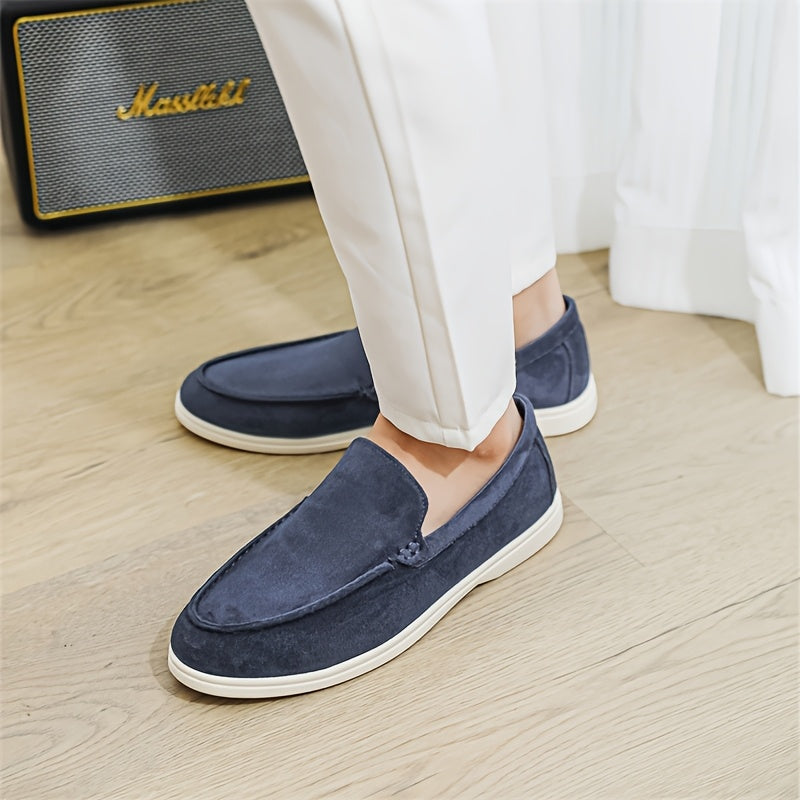 Men'S Casual Slip-On Loafers - Brown Faux, Round Toe, Soft Fabric Upper, Comfortable Walking Shoes for Summer, Casual Footwear | Minimalist Style | Slipon Loafers