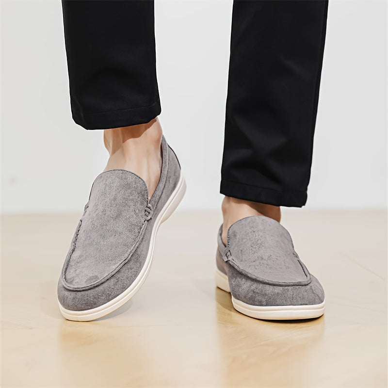 Men'S Casual Slip-On Loafers - Brown Faux, Round Toe, Soft Fabric Upper, Comfortable Walking Shoes for Summer, Casual Footwear | Minimalist Style | Slipon Loafers
