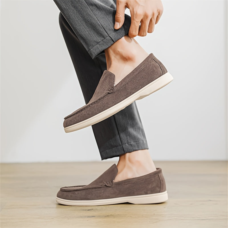 Men'S Casual Slip-On Loafers - Brown Faux, Round Toe, Soft Fabric Upper, Comfortable Walking Shoes for Summer, Casual Footwear | Minimalist Style | Slipon Loafers