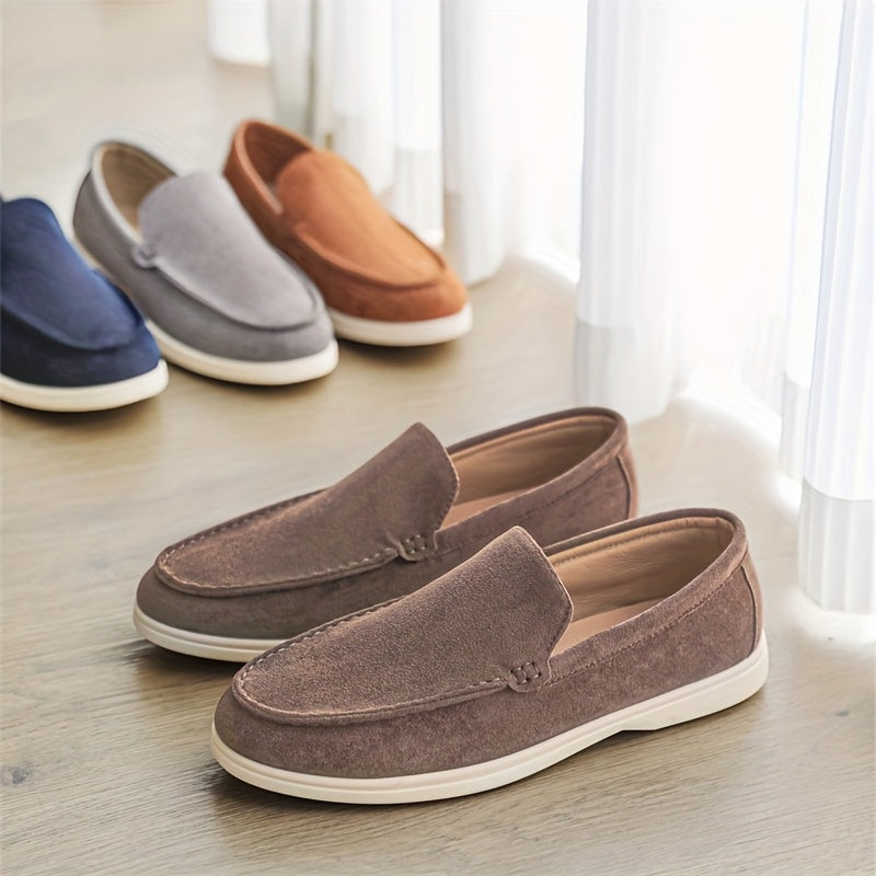 Men'S Casual Slip-On Loafers - Brown Faux, Round Toe, Soft Fabric Upper, Comfortable Walking Shoes for Summer, Casual Footwear | Minimalist Style | Slipon Loafers