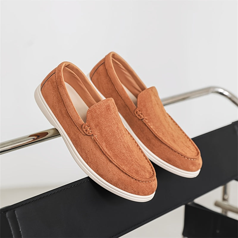 Men'S Casual Slip-On Loafers - Brown Faux, Round Toe, Soft Fabric Upper, Comfortable Walking Shoes for Summer, Casual Footwear | Minimalist Style | Slipon Loafers