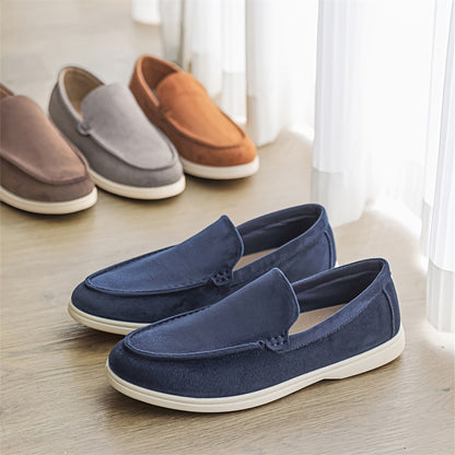 Men'S Casual Slip-On Loafers - Brown Faux, Round Toe, Soft Fabric Upper, Comfortable Walking Shoes for Summer, Casual Footwear | Minimalist Style | Slipon Loafers