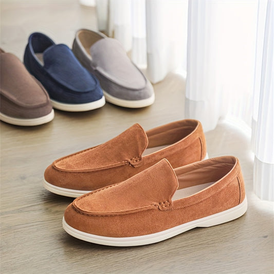 Men'S Casual Slip-On Loafers - Brown Faux, Round Toe, Soft Fabric Upper, Comfortable Walking Shoes for Summer, Casual Footwear | Minimalist Style | Slipon Loafers