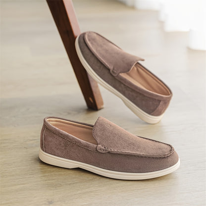 Men'S Casual Slip-On Loafers - Brown Faux, Round Toe, Soft Fabric Upper, Comfortable Walking Shoes for Summer, Casual Footwear | Minimalist Style | Slipon Loafers