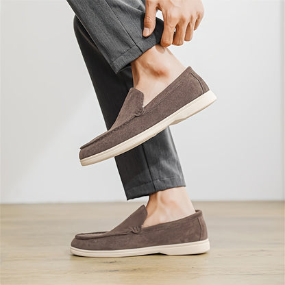 Men'S Casual Slip-On Loafers - Brown Faux, Round Toe, Soft Fabric Upper, Comfortable Walking Shoes for Summer, Casual Footwear | Minimalist Style | Slipon Loafers